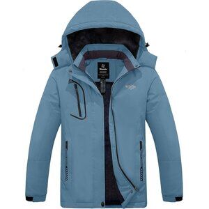 Women's Gray Blue Mountain Waterproof Ski Jacket Windproof Rain Jacket  Coat